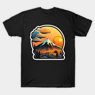 Sunset Mountain Sticker #8 T-Shirt
